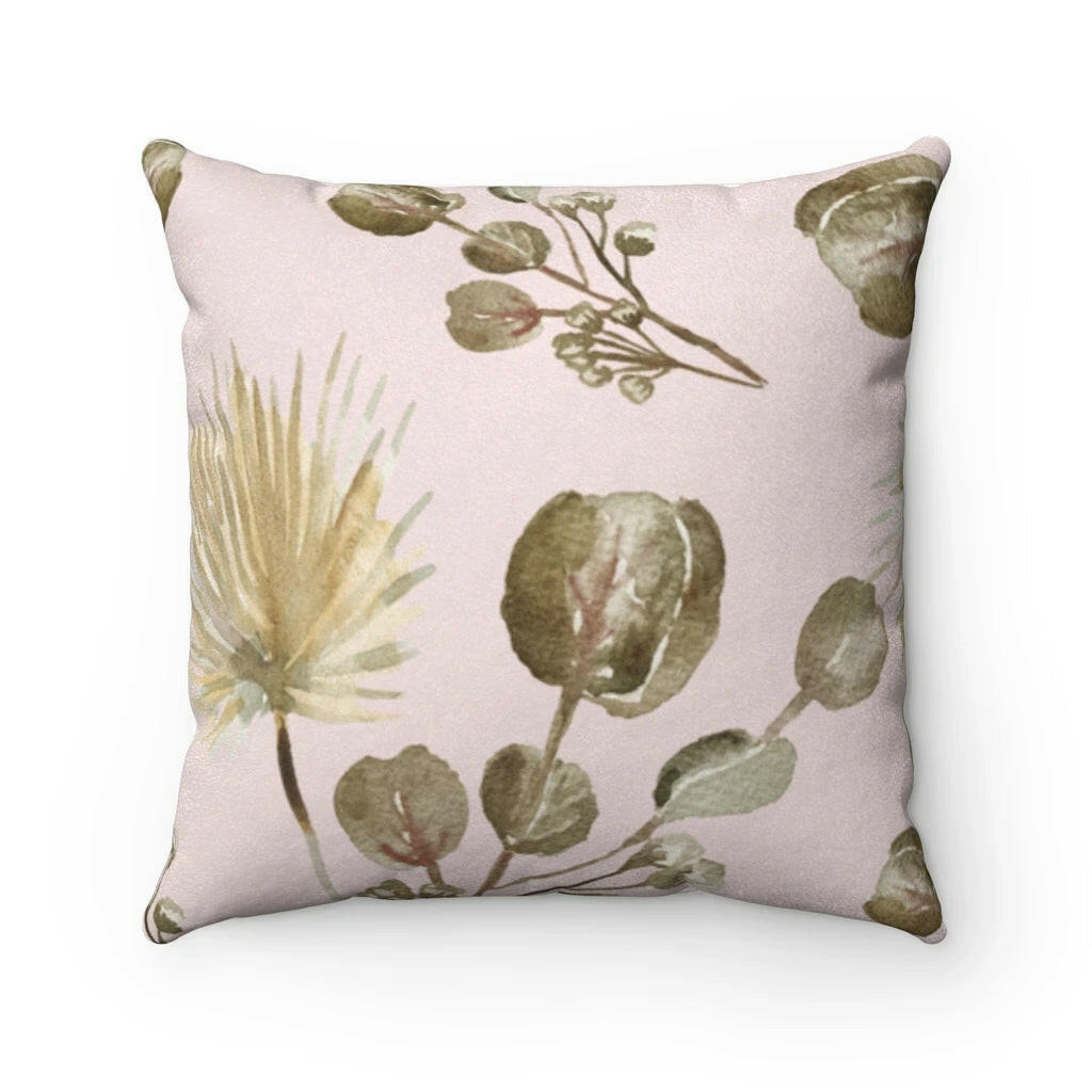 Garder Blossoms Double Sided Print Faux Suede Square Cushion.