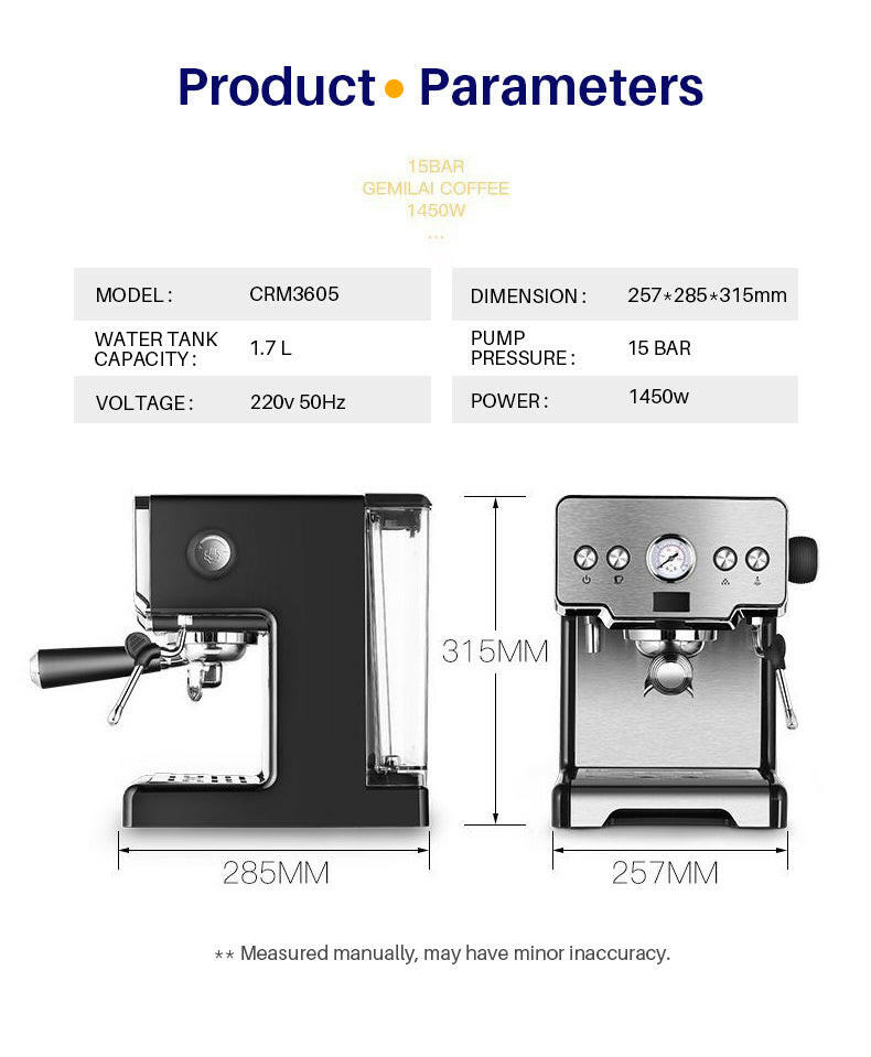 Espresso Coffee Maker Stainless Steel Italian Coffee Machine.