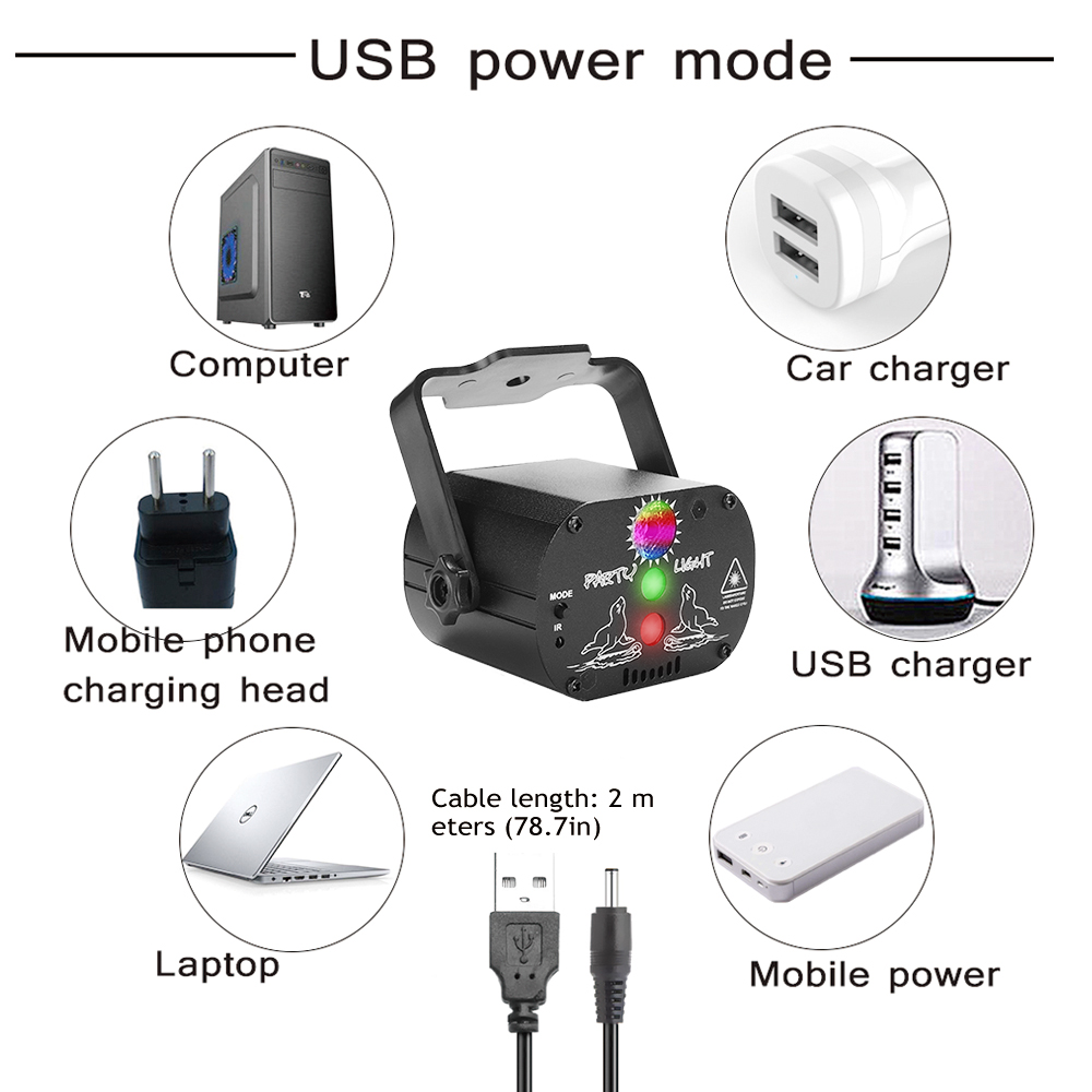 Mini RGB Disco Light LED Laser Stage Projector.