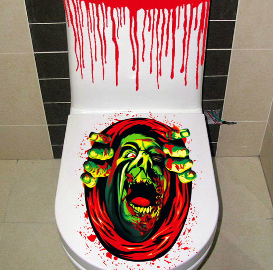 Halloween 3D wall stickers Toilet Cover Sticker.