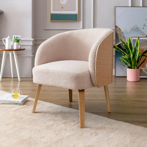 Lamb-hair Acent Chair Upholstered Living Room Chair Bedroom Chair.