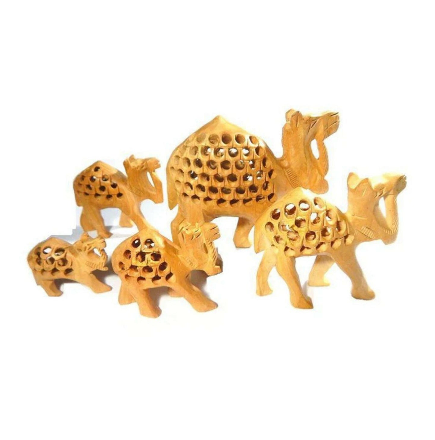 Wooden Camel set of five.