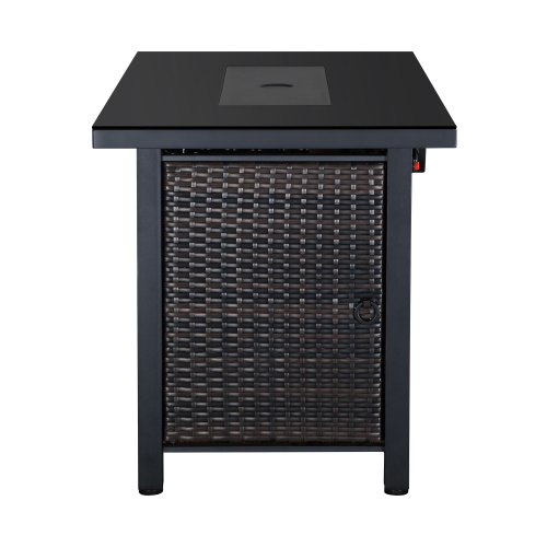 Rattan Propane Outdoor Fire Pit Table with Lid.