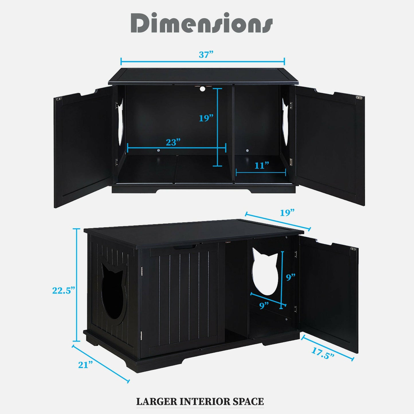 X-Large Cat Washroom Bench Litter Box Enclosure Furniture Box House.