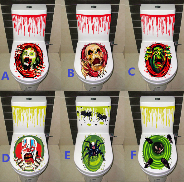 Halloween 3D wall stickers Toilet Cover Sticker.