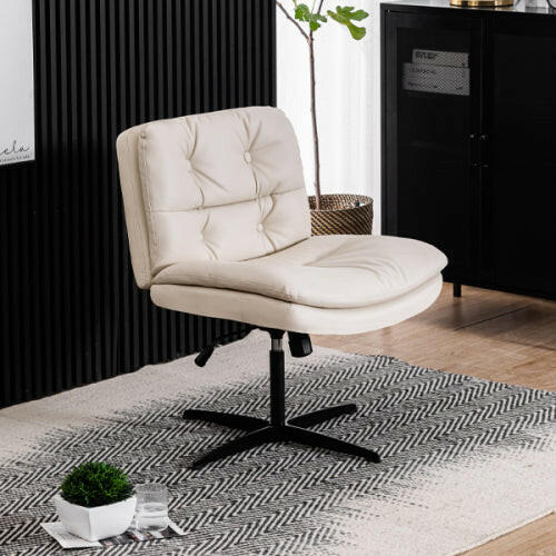 Large Size Armless Home Office Desk Chair Vanity Chair No Wheels.