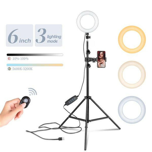 6-inch Ring Light Mountain Clip Light Stand Bluetooth Set.