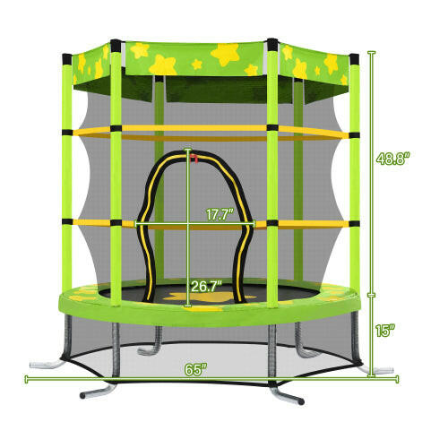 55 Inch Kids Trampoline with Safety Enclosure Net Outdoor Trampoline.