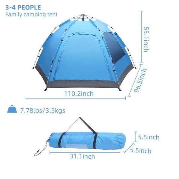 Automatic Family Tent Instant Pop Up Waterproof for Camping Hiking.