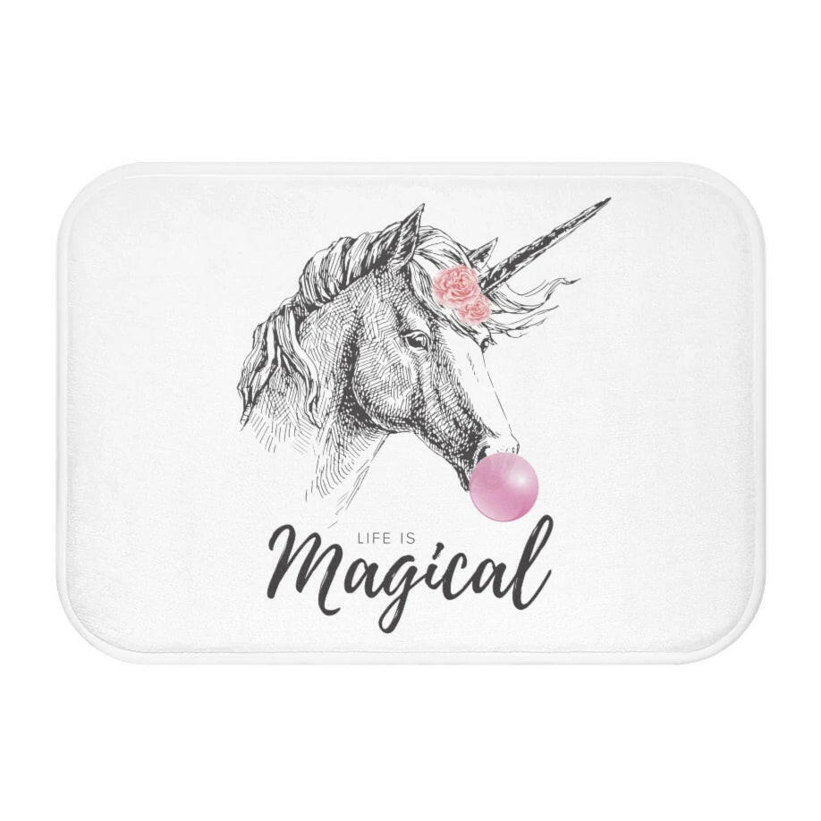 Unicorn Bubble Gum Life is Magical Bath Mat.