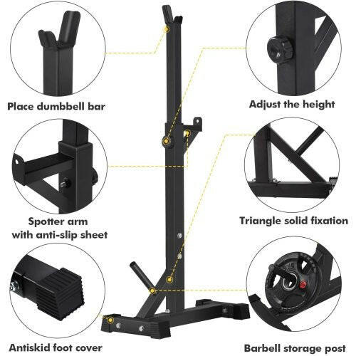 Squat Rack Stand Barbell Free Press Bench Home Gym Dumbbell Racks.