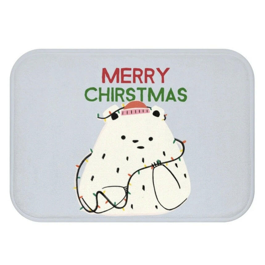 Polar Bear & Christmas Lights Bath Mat Home Accents.