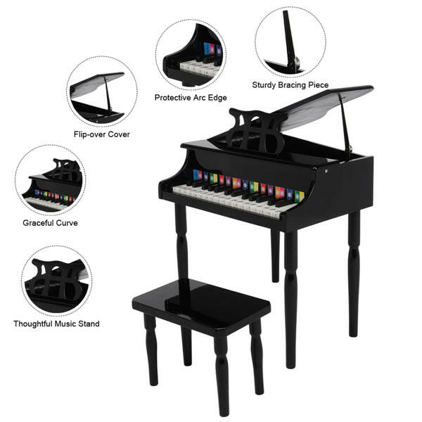 Wooden Toys 30-key Children's Wooden Piano with Music Stand.