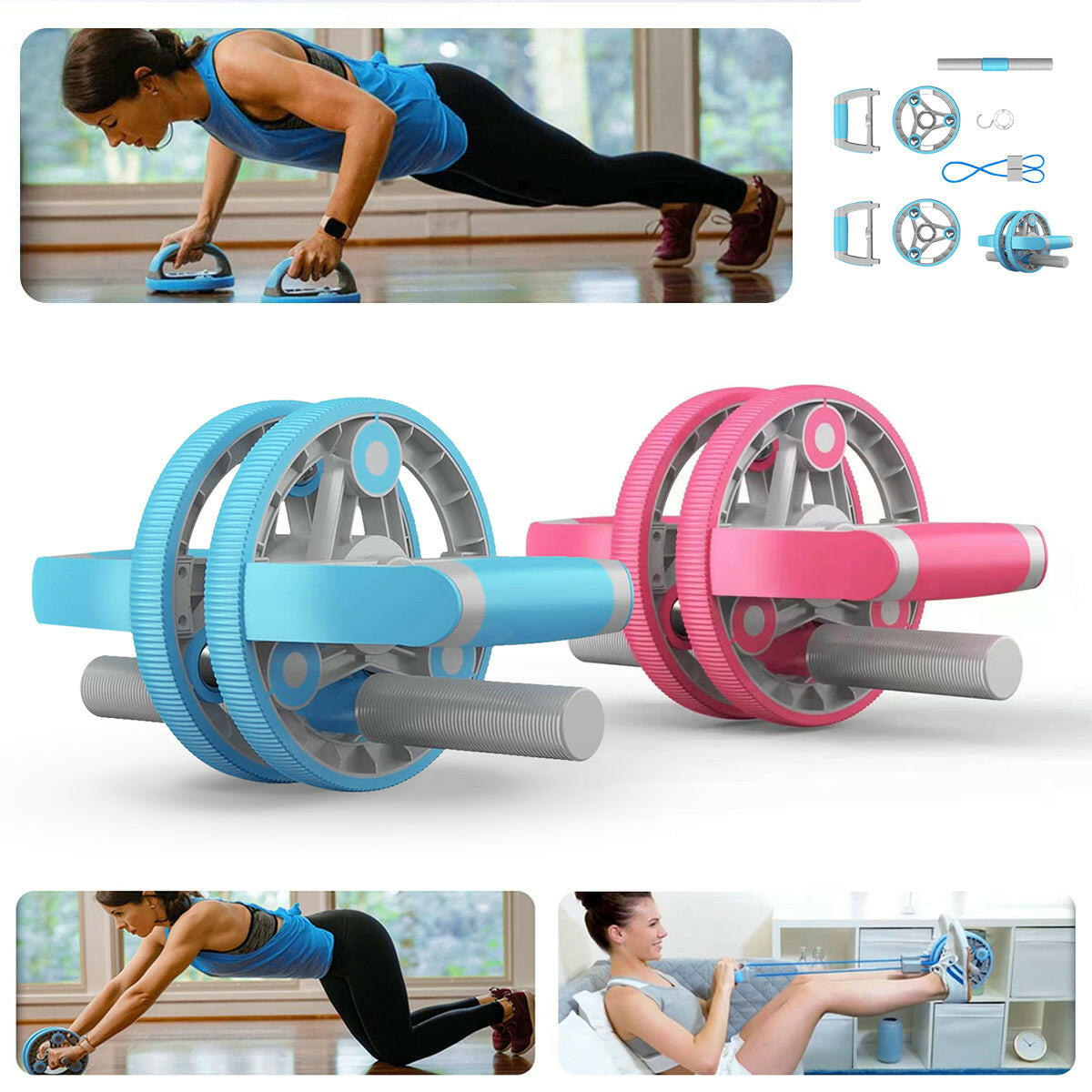 Multifunctional Abdominal Wheel Pull Strap Gym Fitness Training Set.