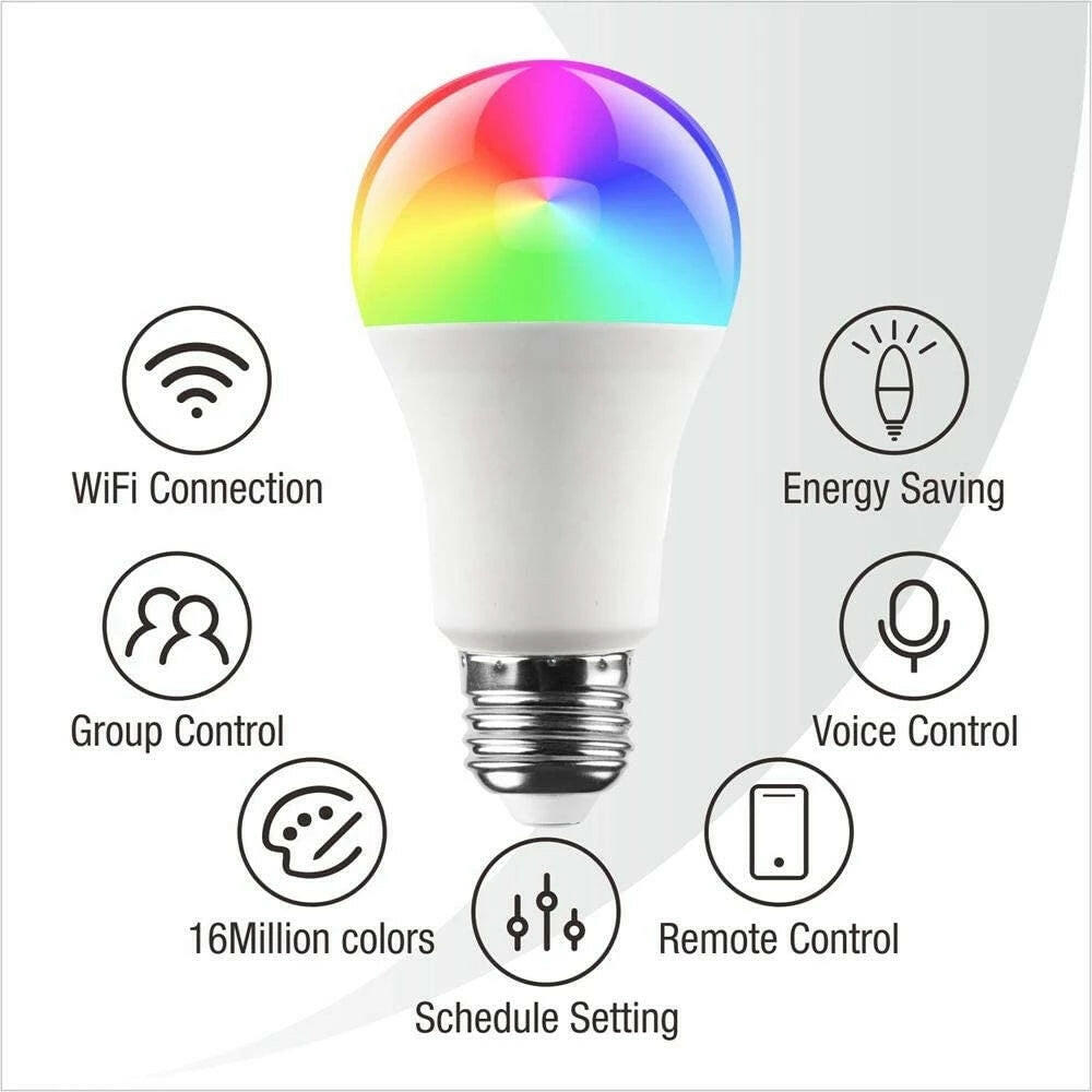 Smart Bulb E26 Wifi Light Compatible with Tuya Alexa Google Assistant.