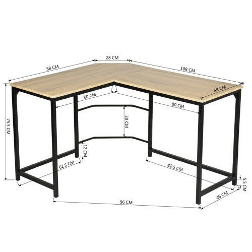 L Shaped Computer Desk PC Laptop Table Wood Workstation Furniture.