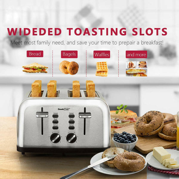 Mini Toaster Stainless Steel Extra-Wide Slot with Multifunction.