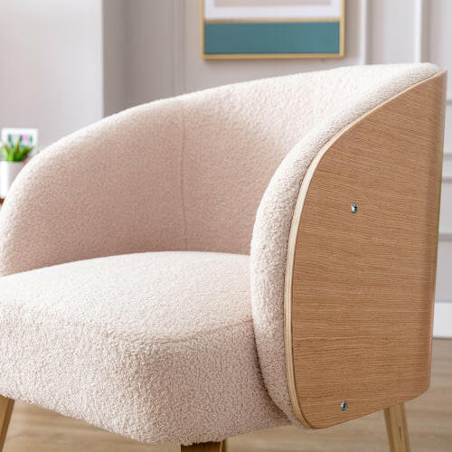 Lamb-hair Acent Chair Upholstered Living Room Chair Bedroom Chair.