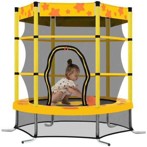 55 Inch Kids Trampoline with Safety Enclosure Net Outdoor Trampoline.