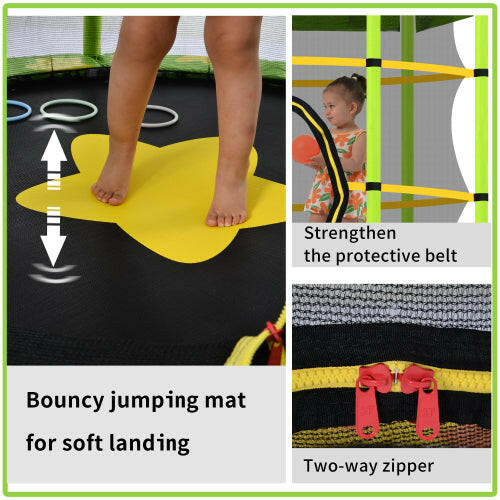 55 Inch Kids Trampoline with Safety Enclosure Net Outdoor Trampoline.