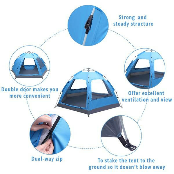 Automatic Family Tent Instant Pop Up Waterproof for Camping Hiking.