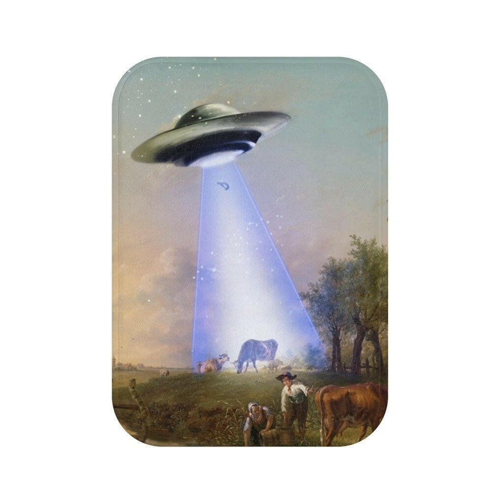 UFO Abducting Cow Bath Mat Home Accents.