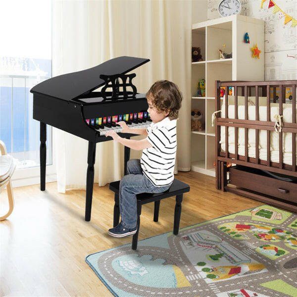 Wooden Toys 30-key Children's Wooden Piano with Music Stand.