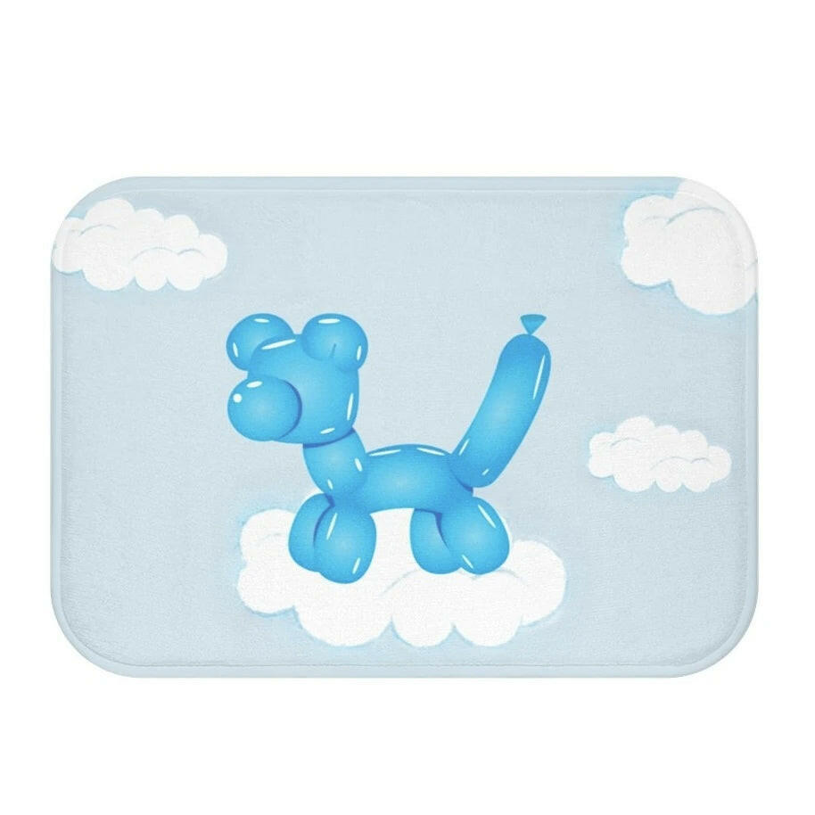 Balloon Dog on Clouds Bath Mat.