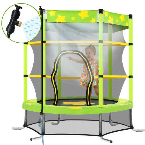 55 Inch Kids Trampoline with Safety Enclosure Net Outdoor Trampoline.