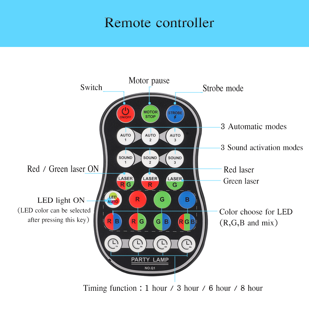 Mini RGB Disco Light LED Laser Stage Projector.