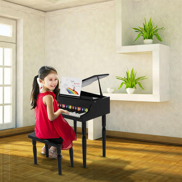 Wooden Toys 30-key Children's Wooden Piano with Music Stand.