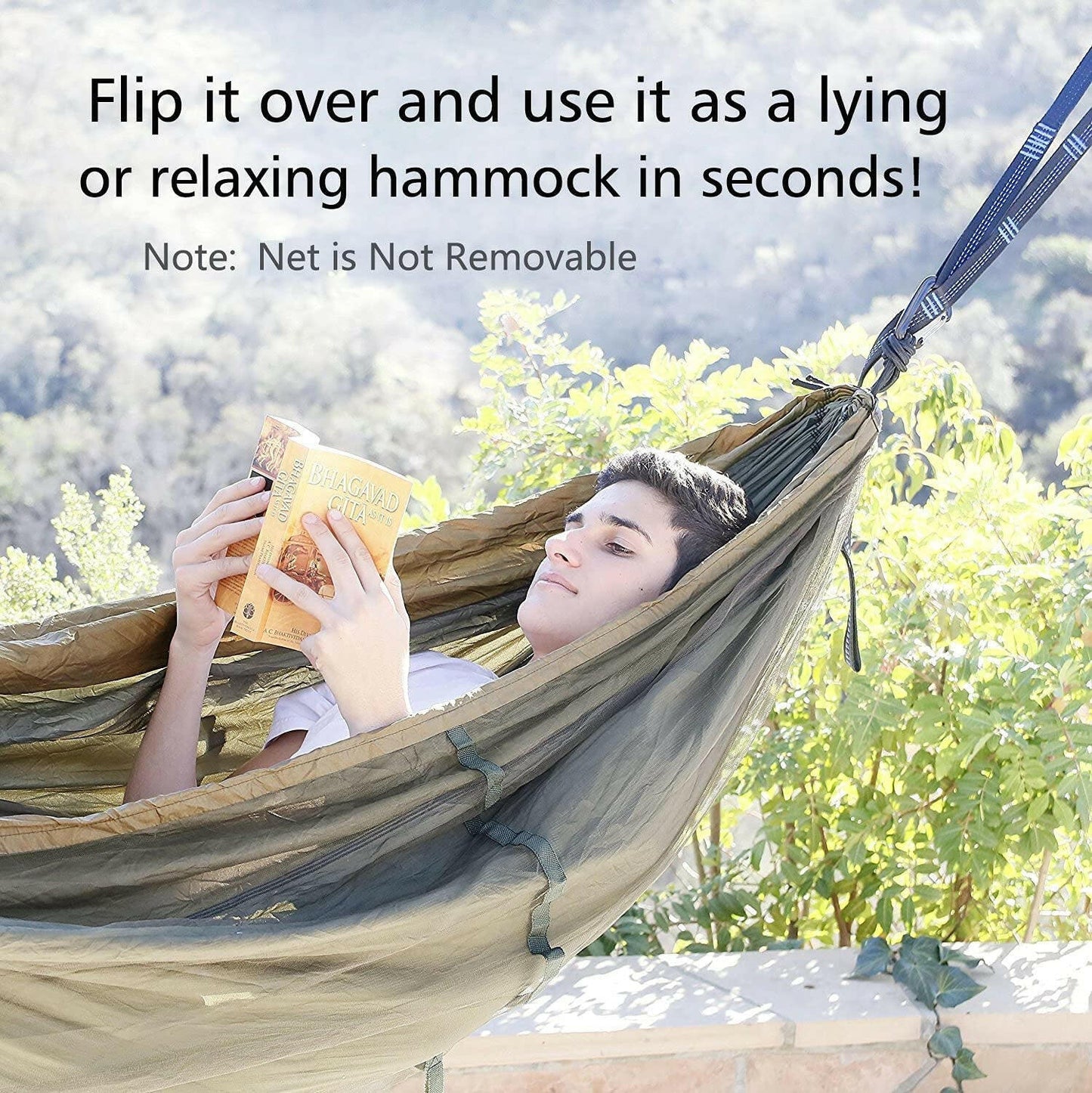 Camping Hammock, Portable Double Hammock with Net, 2 Person Hammock Tent with 2 * 10Ft Straps, Best for Outdoor Hiking Survival Travel.