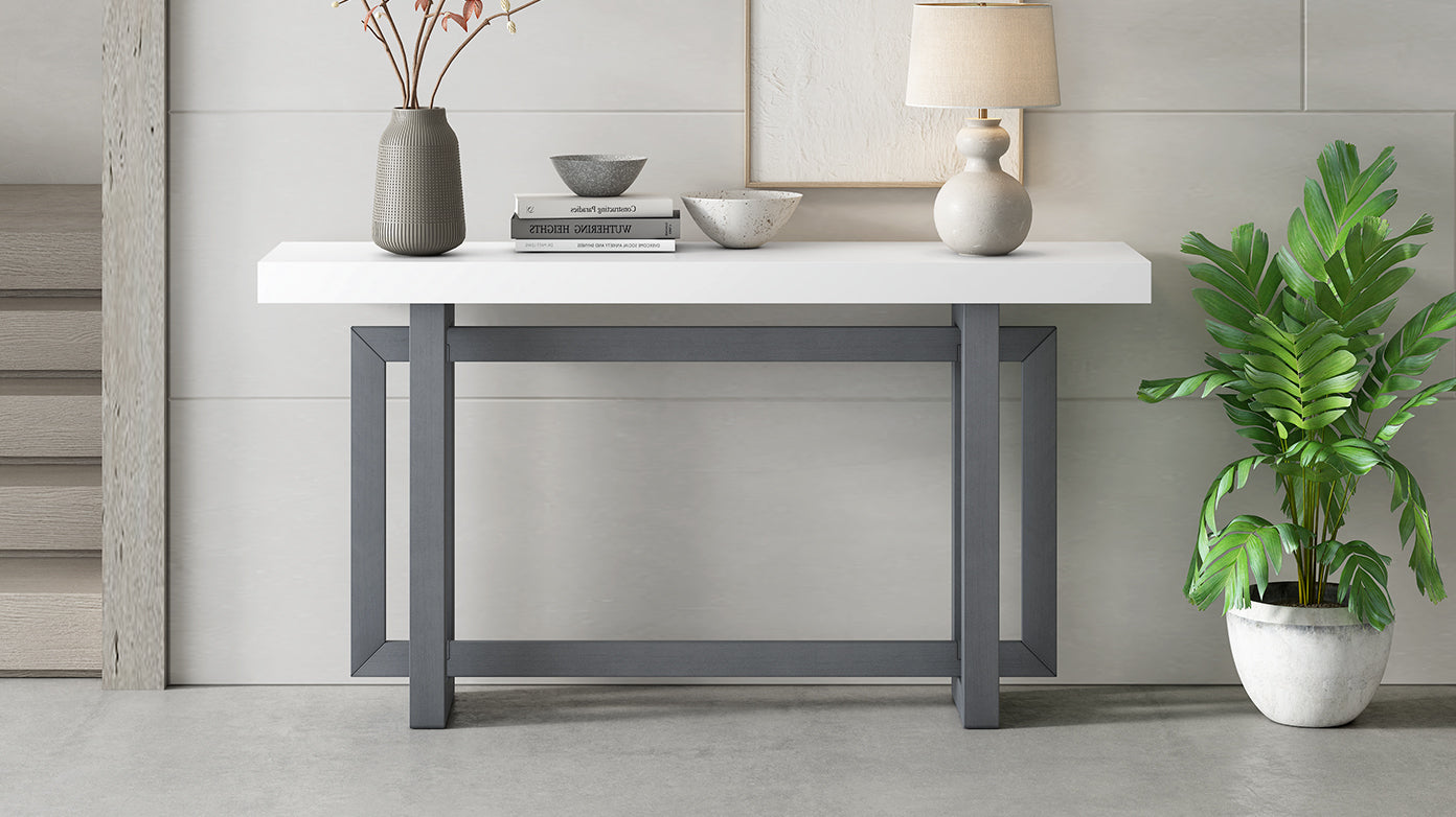 Contemporary Console Table with Wood Top, Extra Long Entryway Table