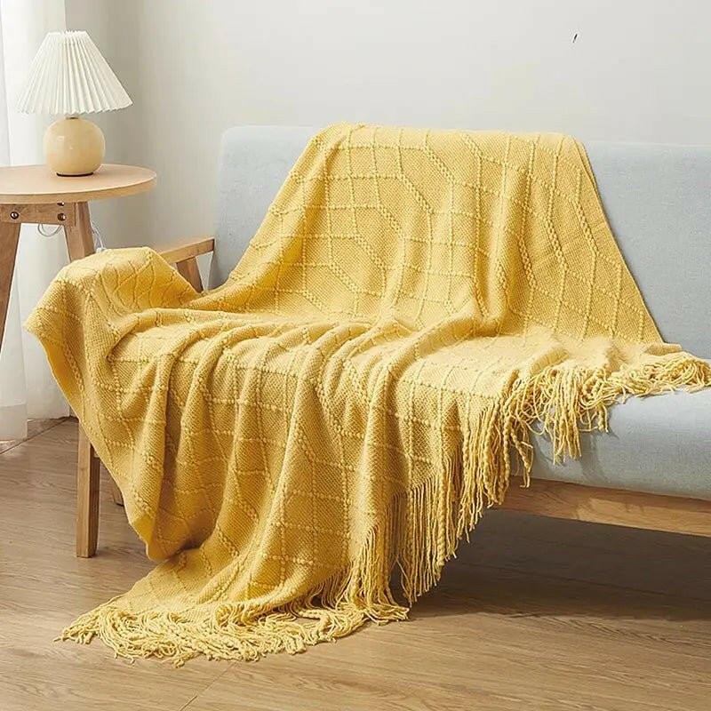 Decorative Fringe Throw Blanket.