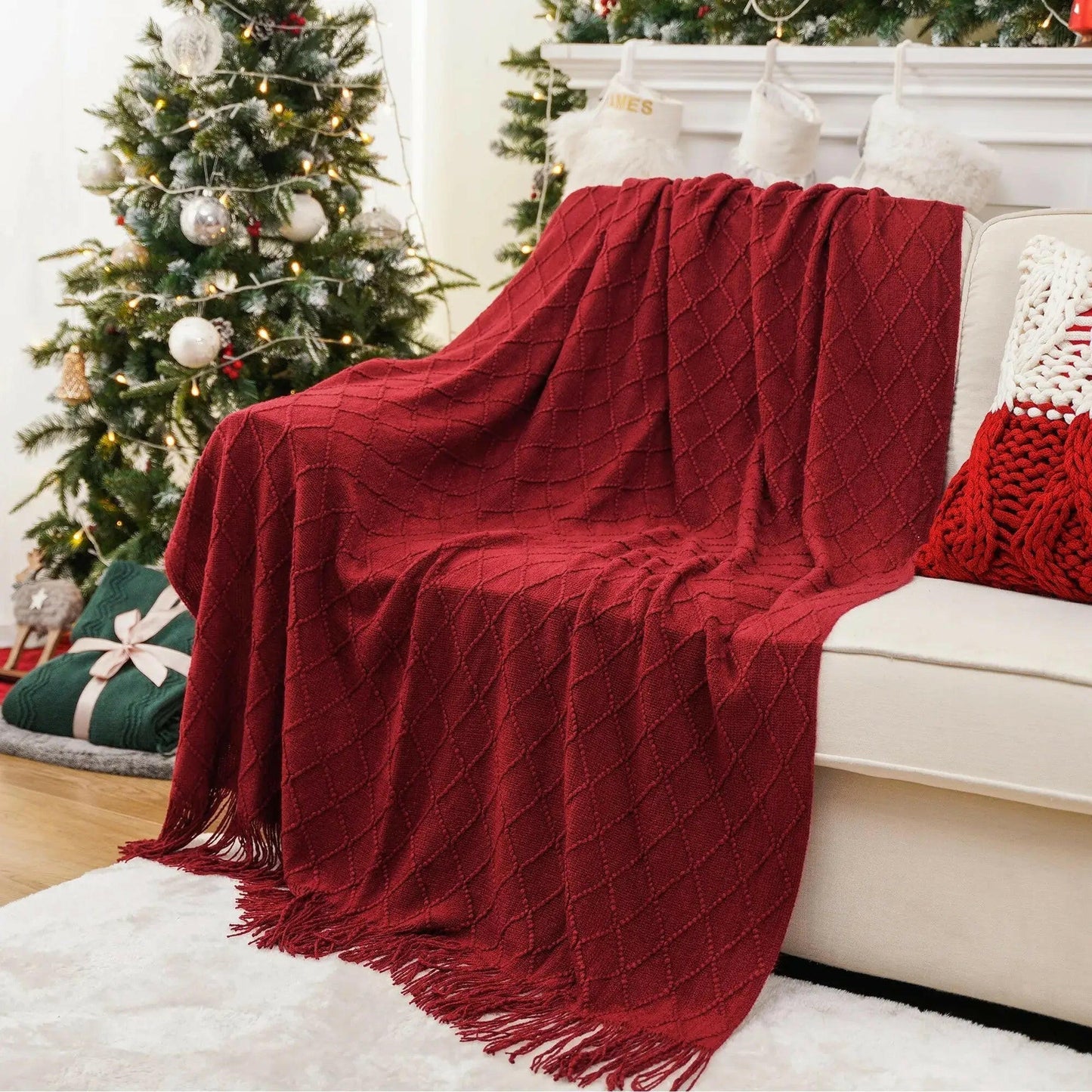 Decorative Fringe Throw Blanket.