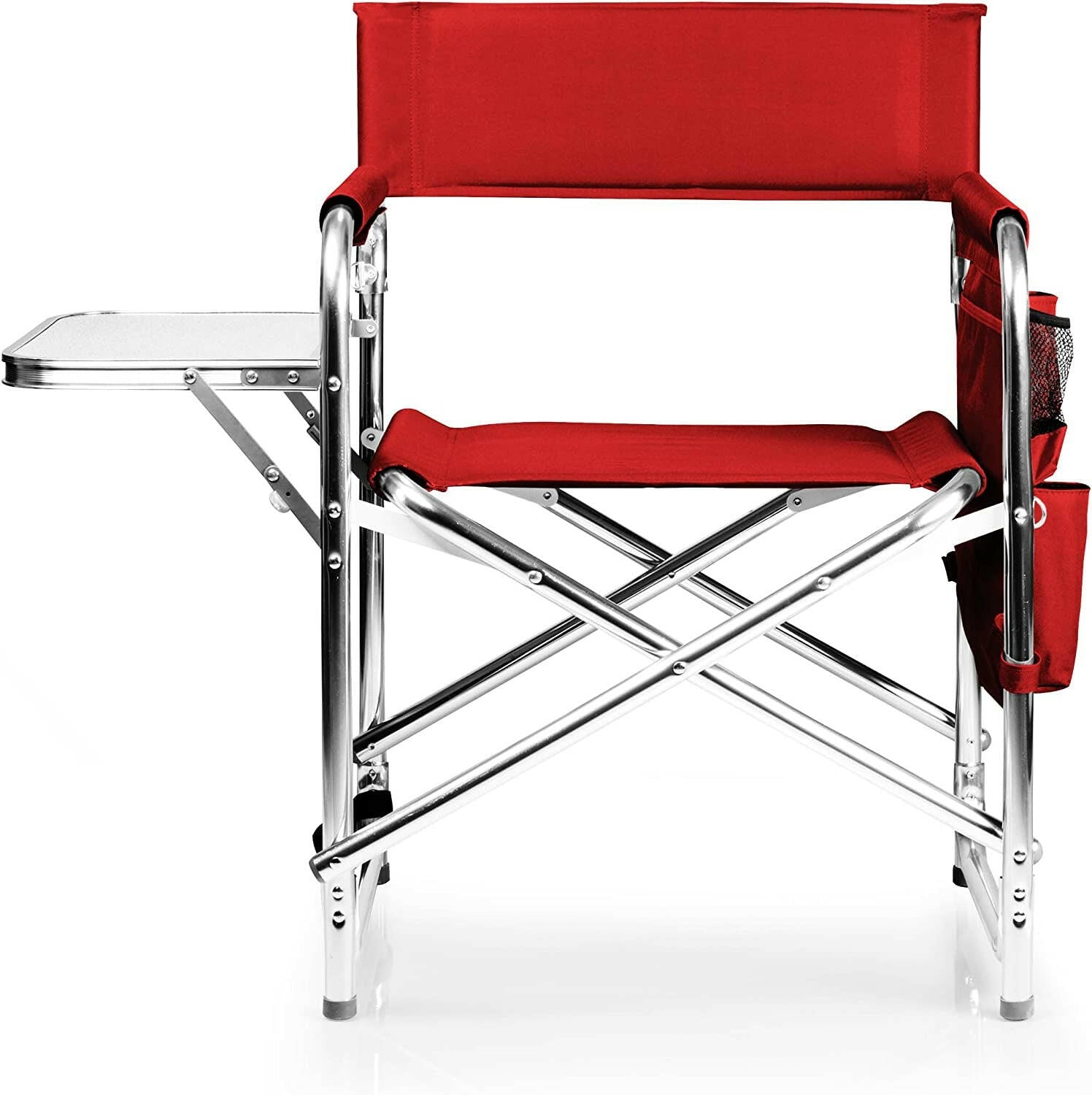 Sports Chair with Side Table, Camping Chair, Beach Chair, Camp Chair for Adults (Red).