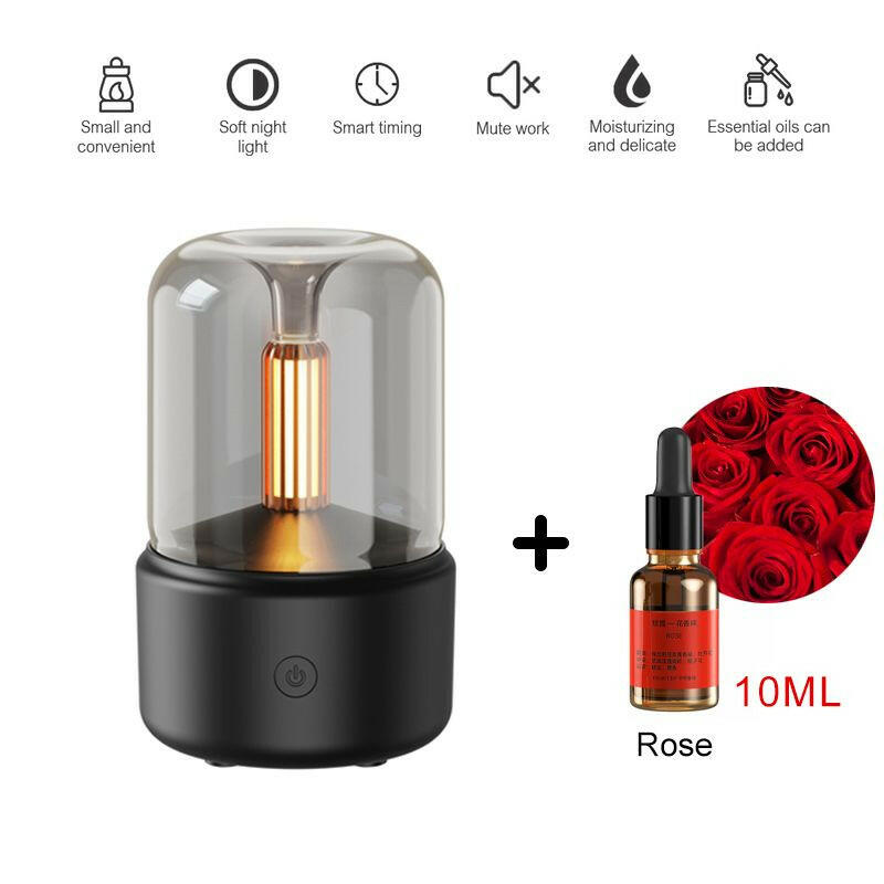 120ML Candlelight Aroma Diffuser Air Humidifier Romantic Light Portable Essential Oils Diffuser Mist Maker Fogger Purifier Home