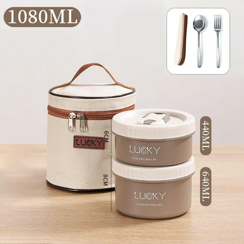 Microwave oven Dinnerware for Students Leakproof Food Container Stackable Bento Lunch Box Stainless Steel Lunch Container with L