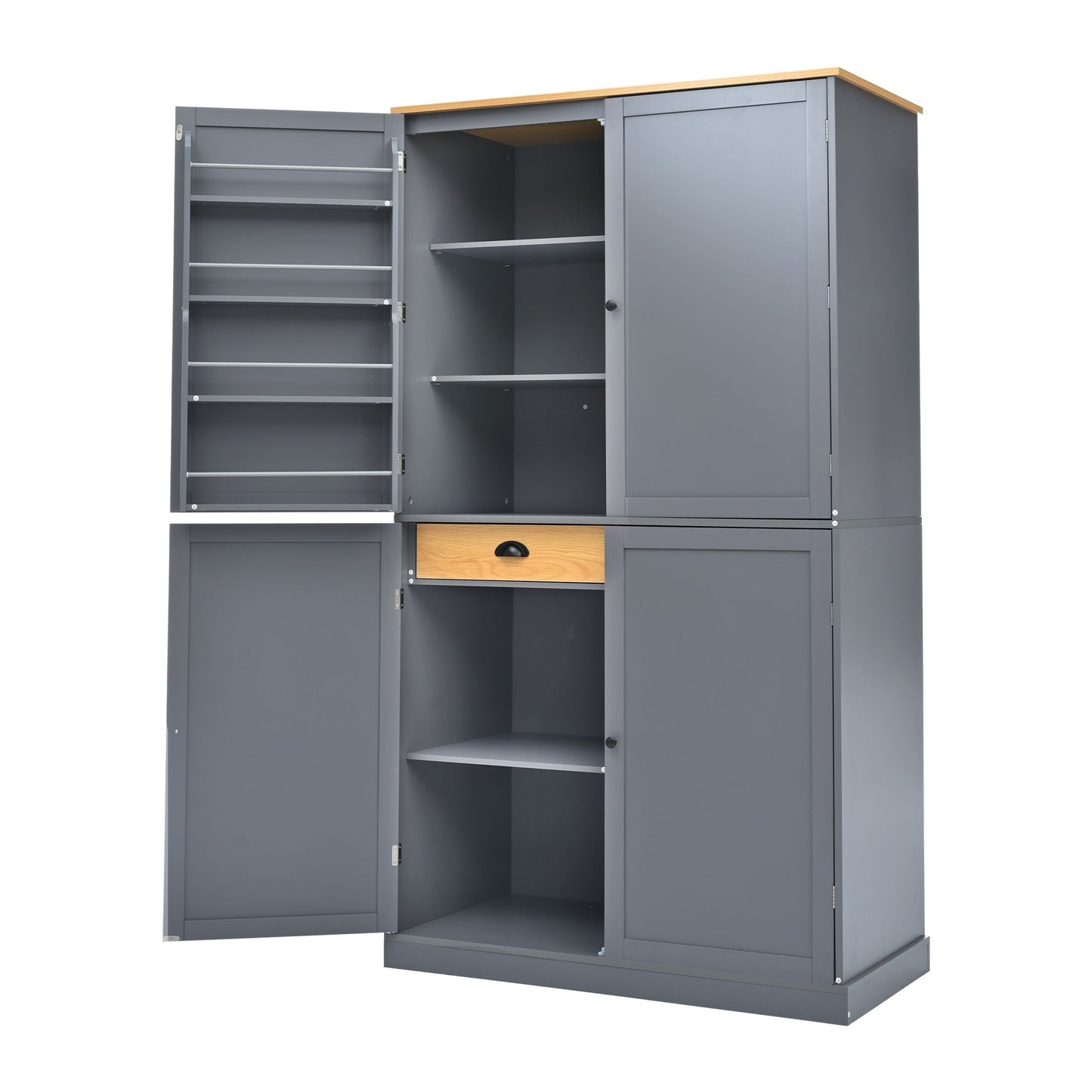 TOPMAX 40.2x20x71.3inch High Freestanding Kitchen Pantry Large Storage Cabinet with 2 Drawers, 8 Door Shelves for Kitchen, Dining Room,Gray