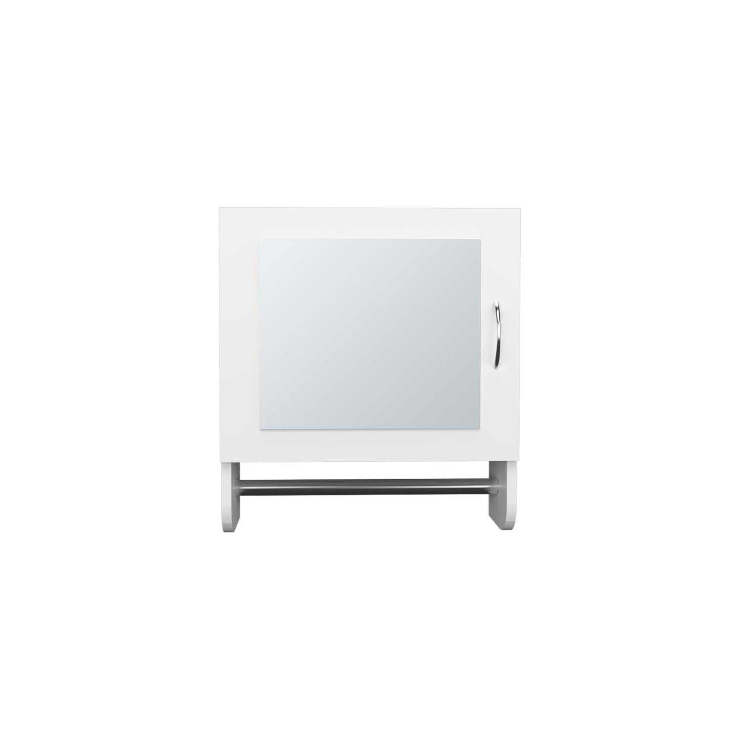 BOTIQ 19.7" H x 17.7" W Mirror Medicine Cabinet with Towel Rack White, One door with Two interior Shelves for Bathroom, Kitchen White