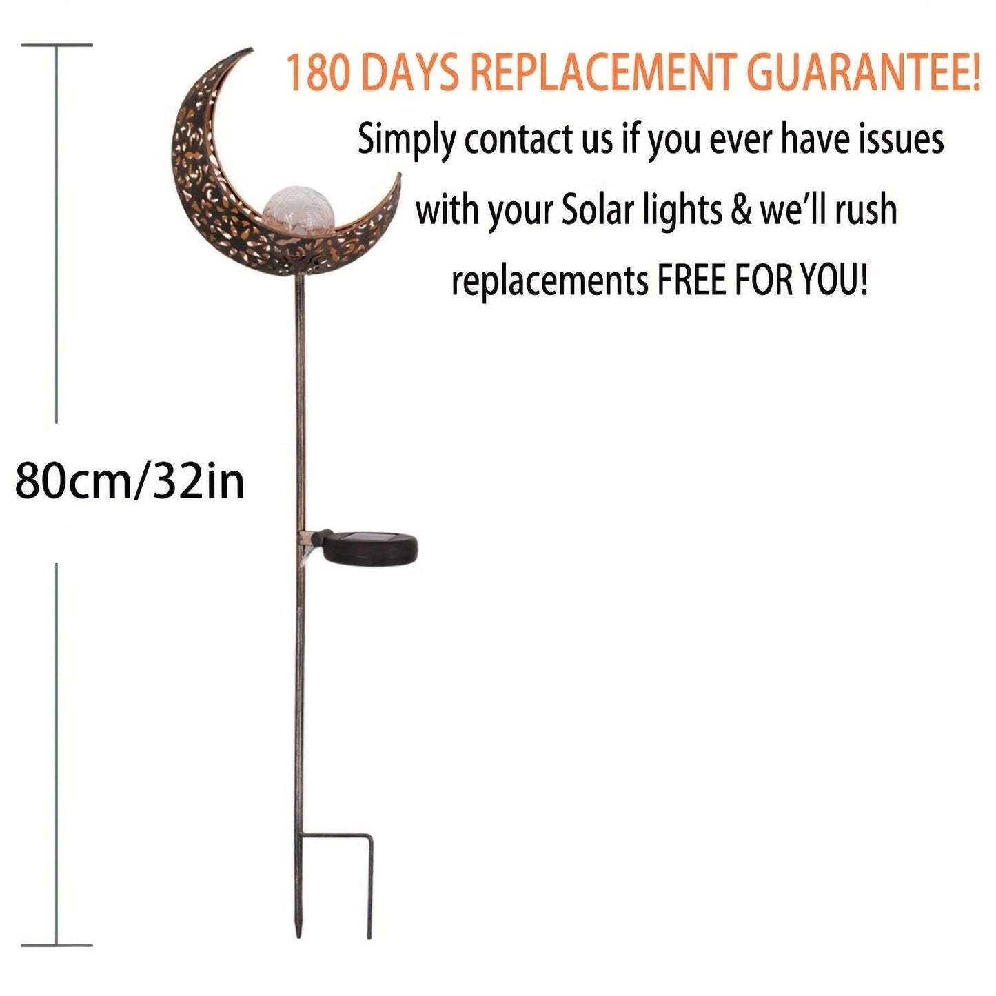 1pc Solar Lawn Light; Outdoor Moon Stake Metal Lights; Waterproof Warm White LED For Lawn Patio Courtyard Decoration.