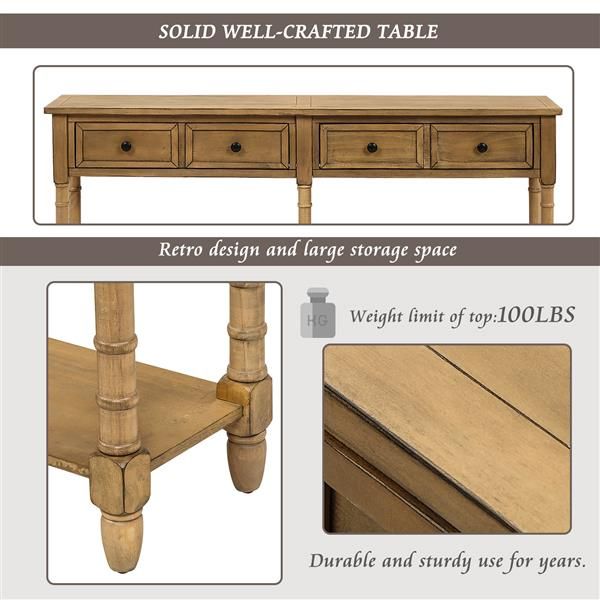 Console Table Sofa Table with Two Storage Drawers and Bottom Shelf