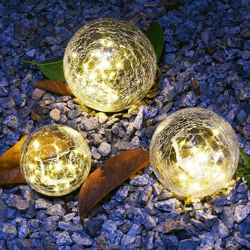 Solar Garden Light Cracked Glass Ball Lamps Outdoor Solar Courtyard Lights Waterproof Solar Lamp Balcony Yard Villa Street Decor.