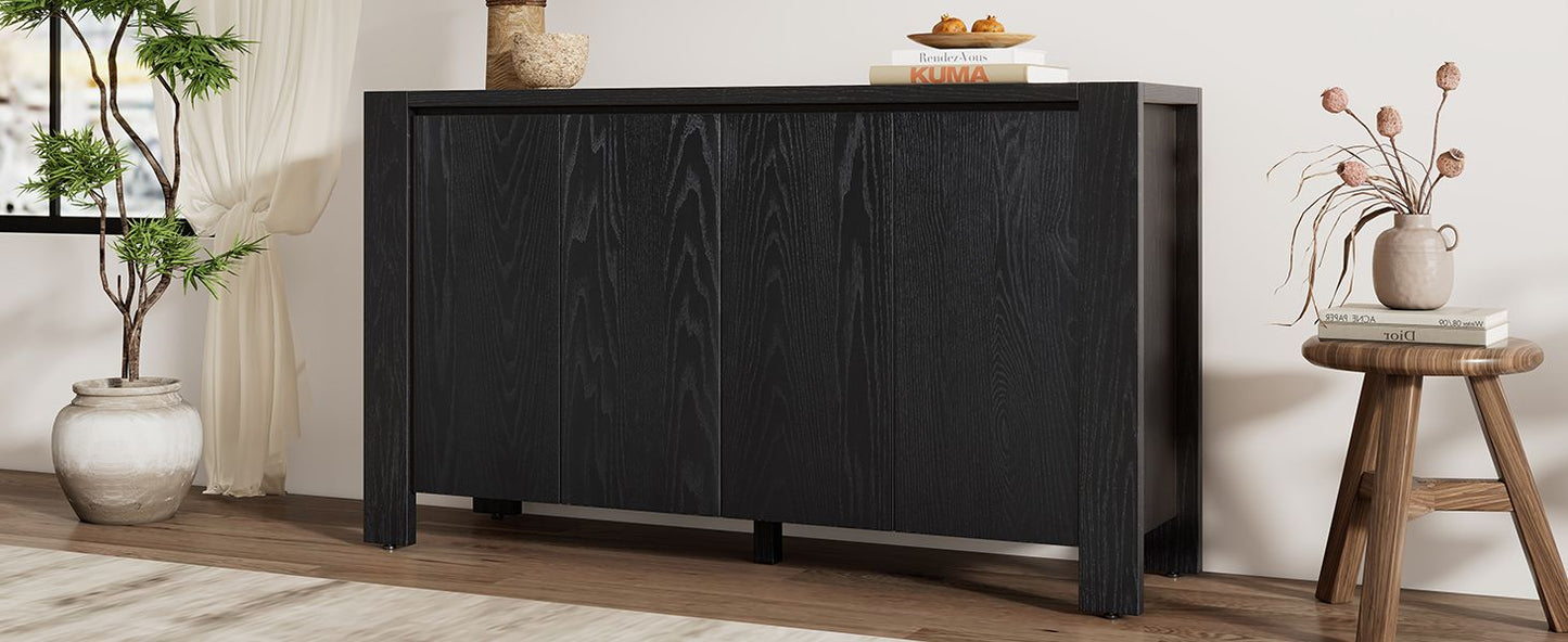 TREXM Retro 4-door Sideboard with Distressed Finish and Adjustable Shelves