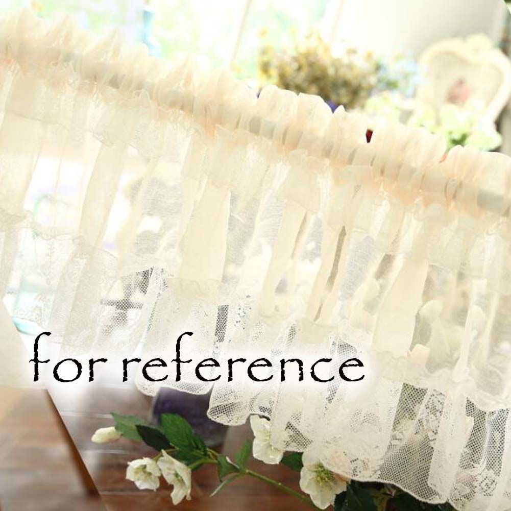 Champagne Lace Door Curtain Doorway Short Curtain Flower Kitchen Half Curtain Partition Curtain Gauze Tier Cafe Curtain,59x15 inch