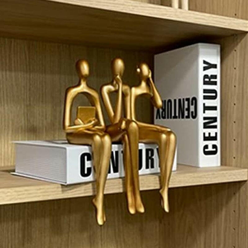 Nordic Abstract Figures Home Decoration Accessories Sculptures Living Room Study Decor Gold Humanoid Resin Embellishment Statues.