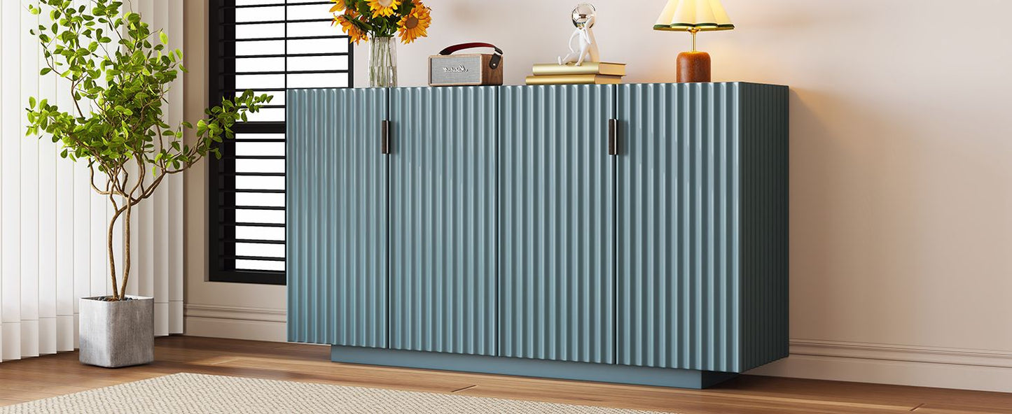 TREXM 4 Doors Storage Sideboard with Adjustable Shelves and Retro Copper Handles for Home, ANTIQUE BLUE