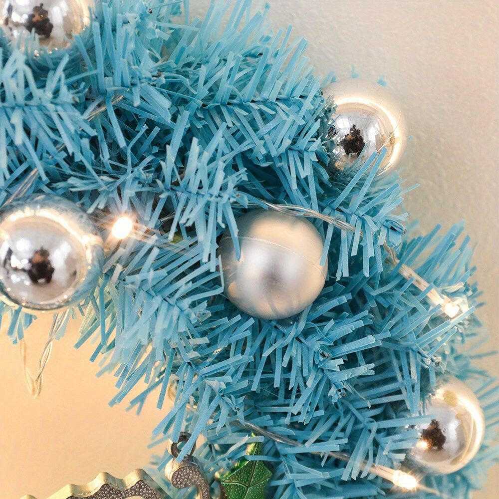 Maritown 24 Inch Blue Christmas Wreaths For Front Door Artificial Christmas Wreath Decorated With Christmas Ball Ornaments Xmas Ornament Wreath For Home Party Indoor Outdoor Window Decor.