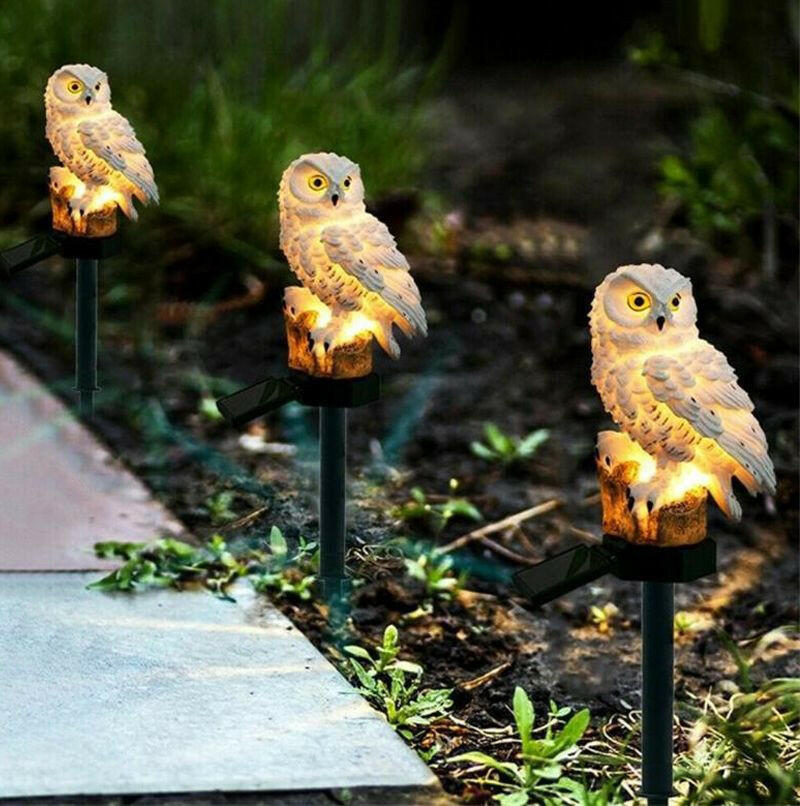 Solar Owl Garden Light Owl Solar Lamp Parrot Lawn Light Solar Lights Outdoor Solar Light Animal Pixie Lawn Lamp Waterproof Decor.