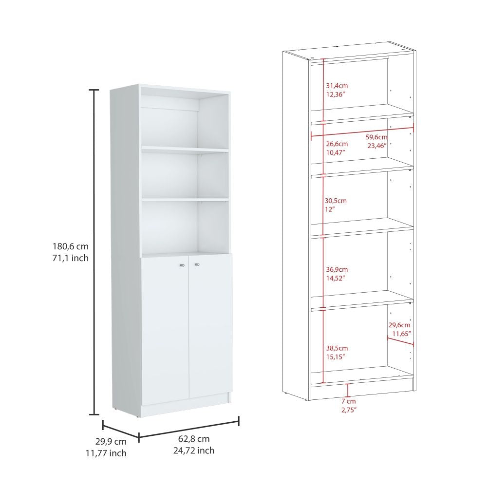 Dupree 4 Piece Home Bookcase set, 91" Wide with 17 Shelves And a Double-Door Cabinet , Living Room Set White